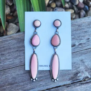 Charmain " 3 Stone Pink Conch Dangles