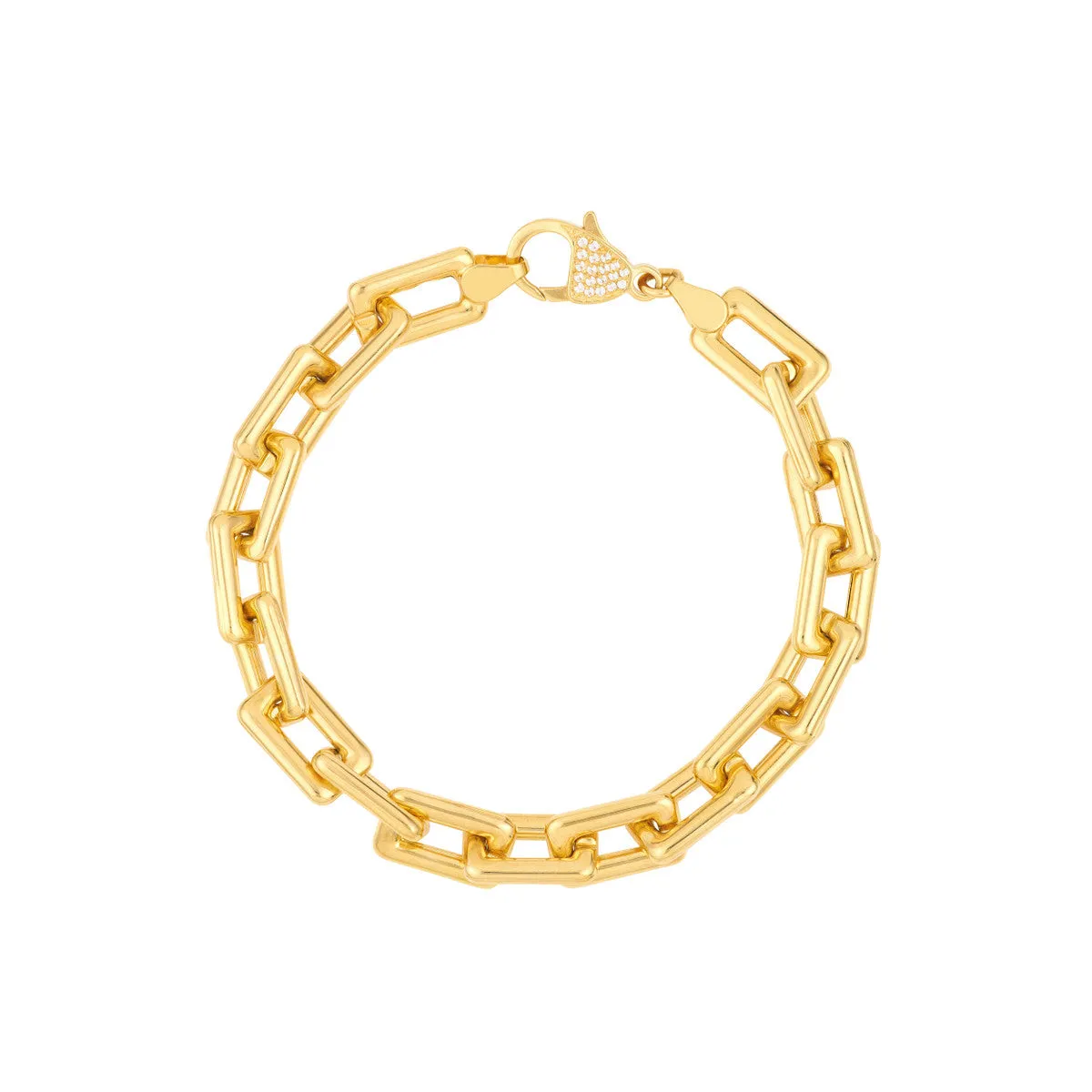Chunky Paper Clip Bracelet with Diamond Lock