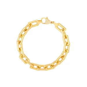 Chunky Paper Clip Bracelet with Diamond Lock