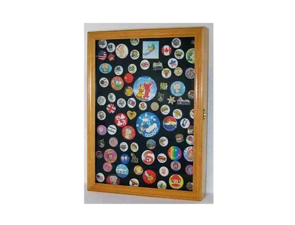 Collector Medal/Lapel Pin Display Case Holder Cabinet Shadow Box - Oak
