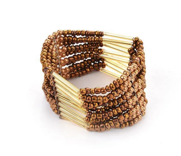 Colorful Boho Rice Beads Stretch Bracelet - Planderful Collection Vienna Verve