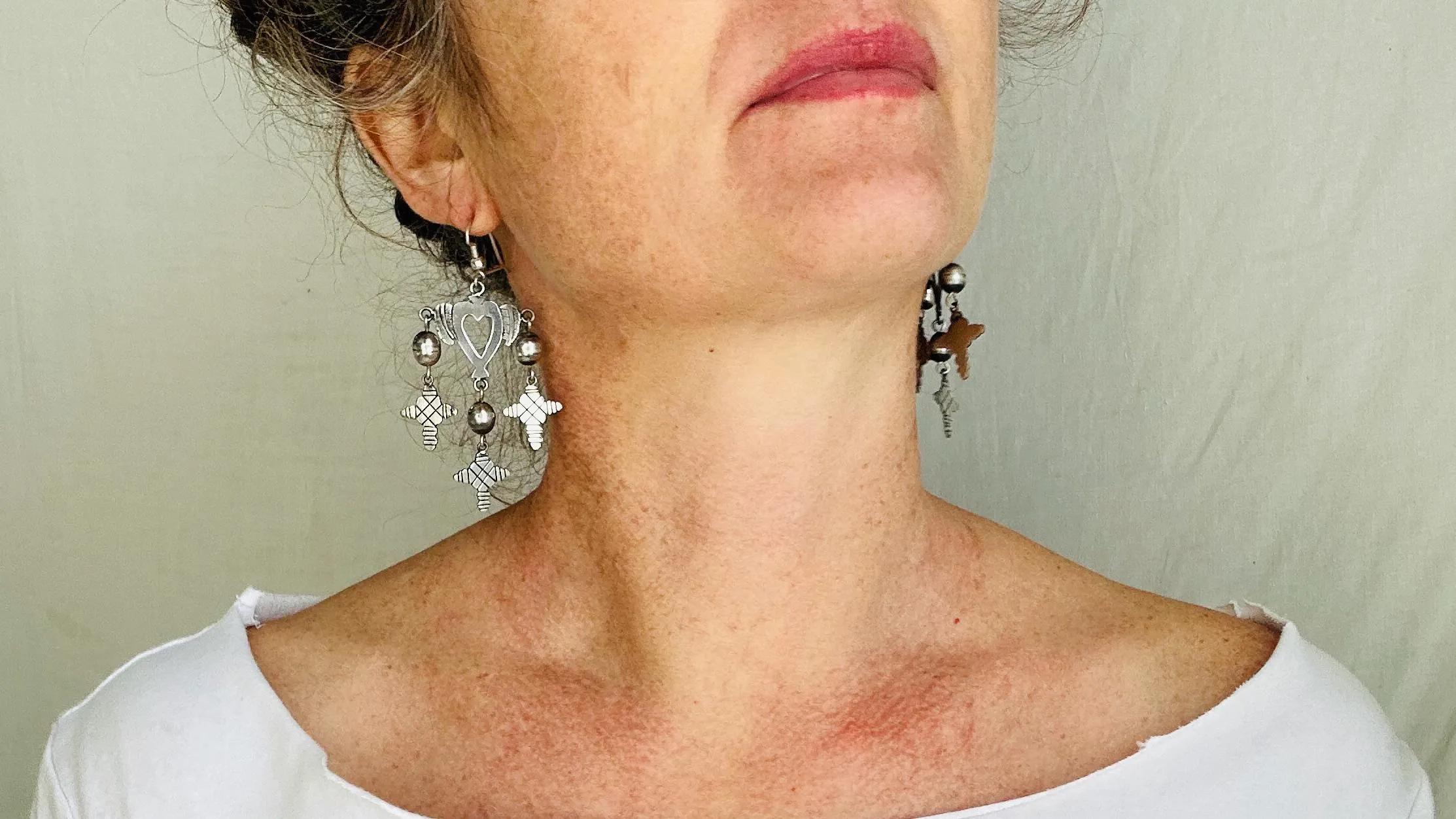 Cruz de Yalalag Earrings. Sterling Silver. Oaxaca, Mexico. Frida Kahlo.