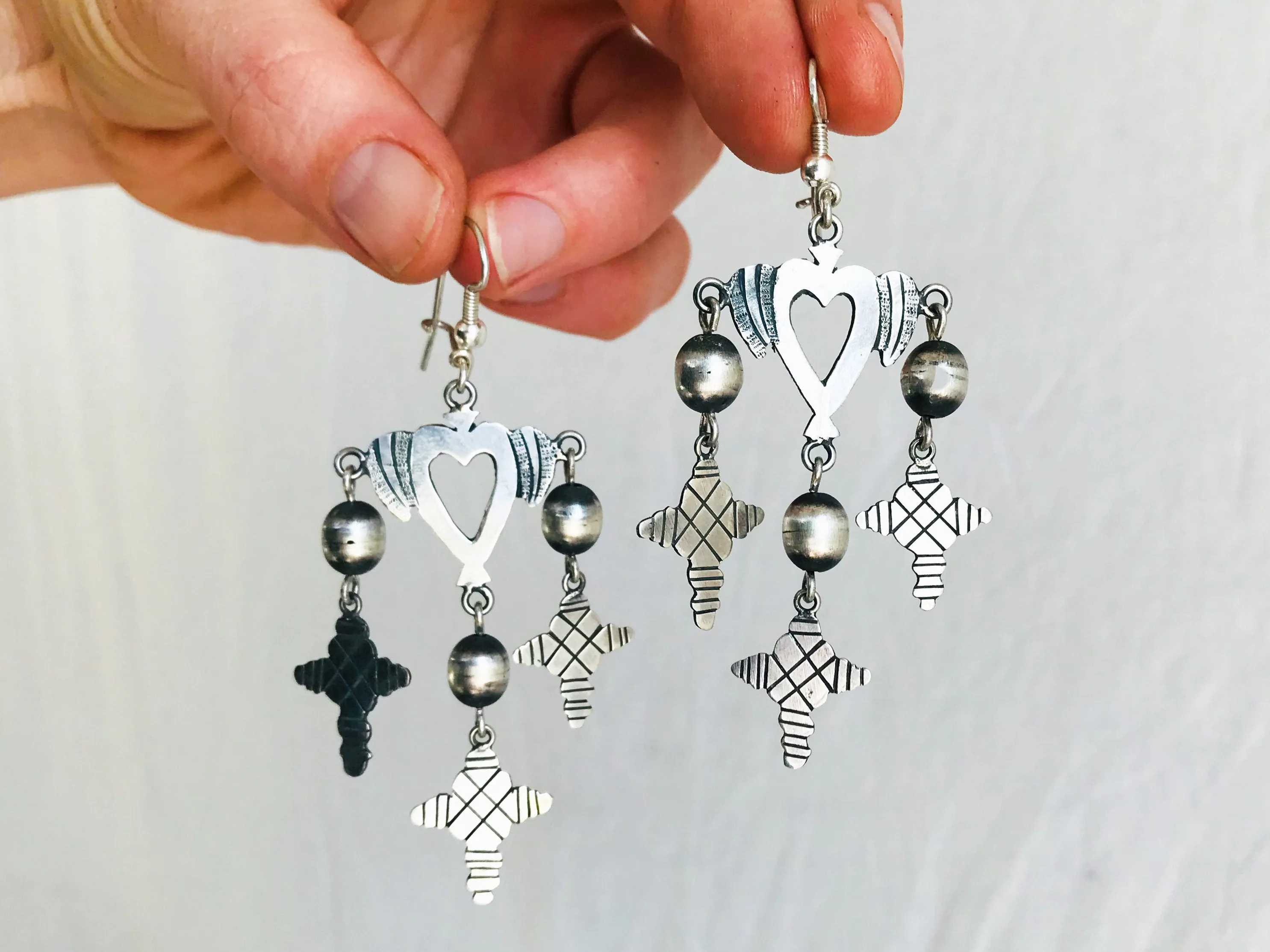 Cruz de Yalalag Earrings. Sterling Silver. Oaxaca, Mexico. Frida Kahlo