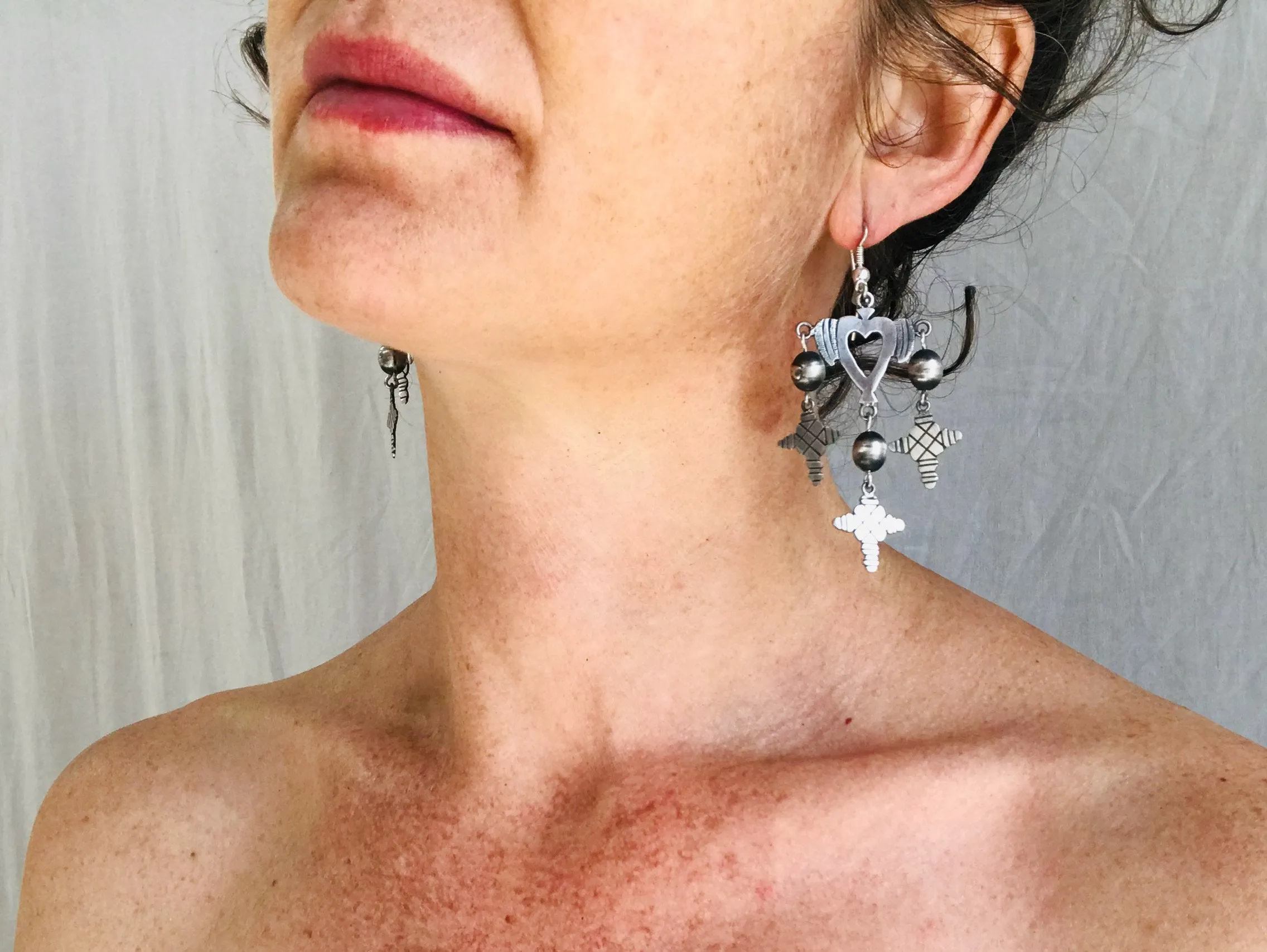 Cruz de Yalalag Earrings. Sterling Silver. Oaxaca, Mexico. Frida Kahlo