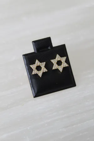 CZ Star of David Stud Earrings