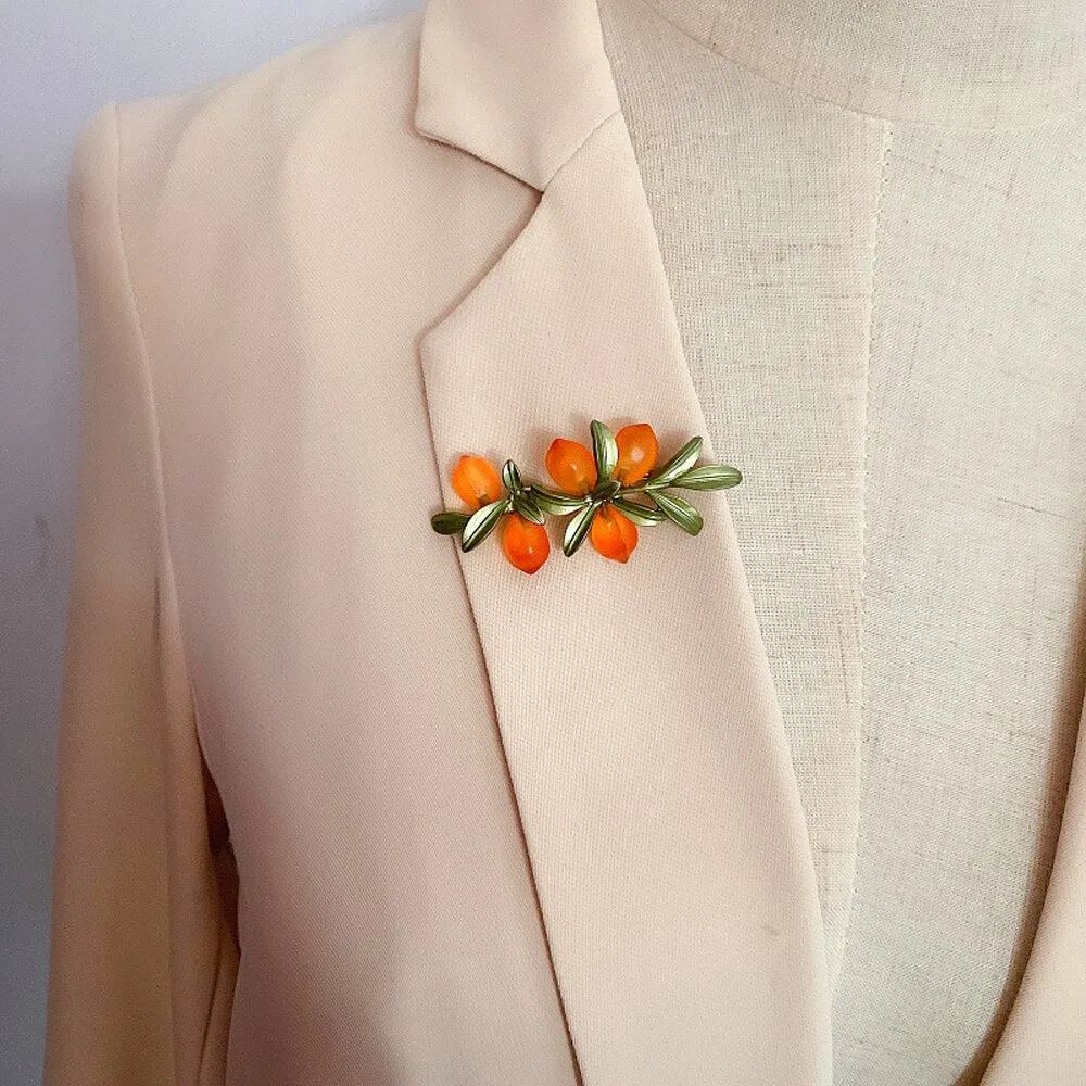 Dangle Drop Earrings Orange Glass Brooches