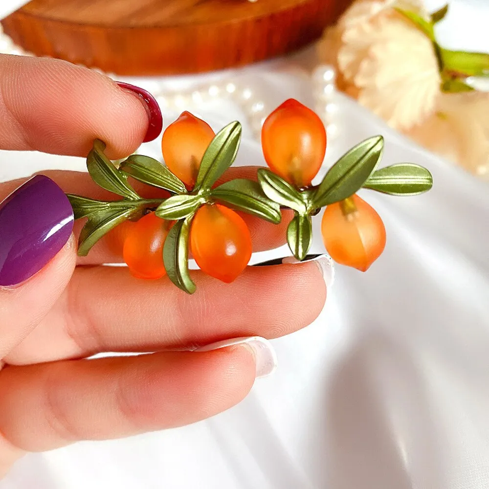Dangle Drop Earrings Orange Glass Brooches
