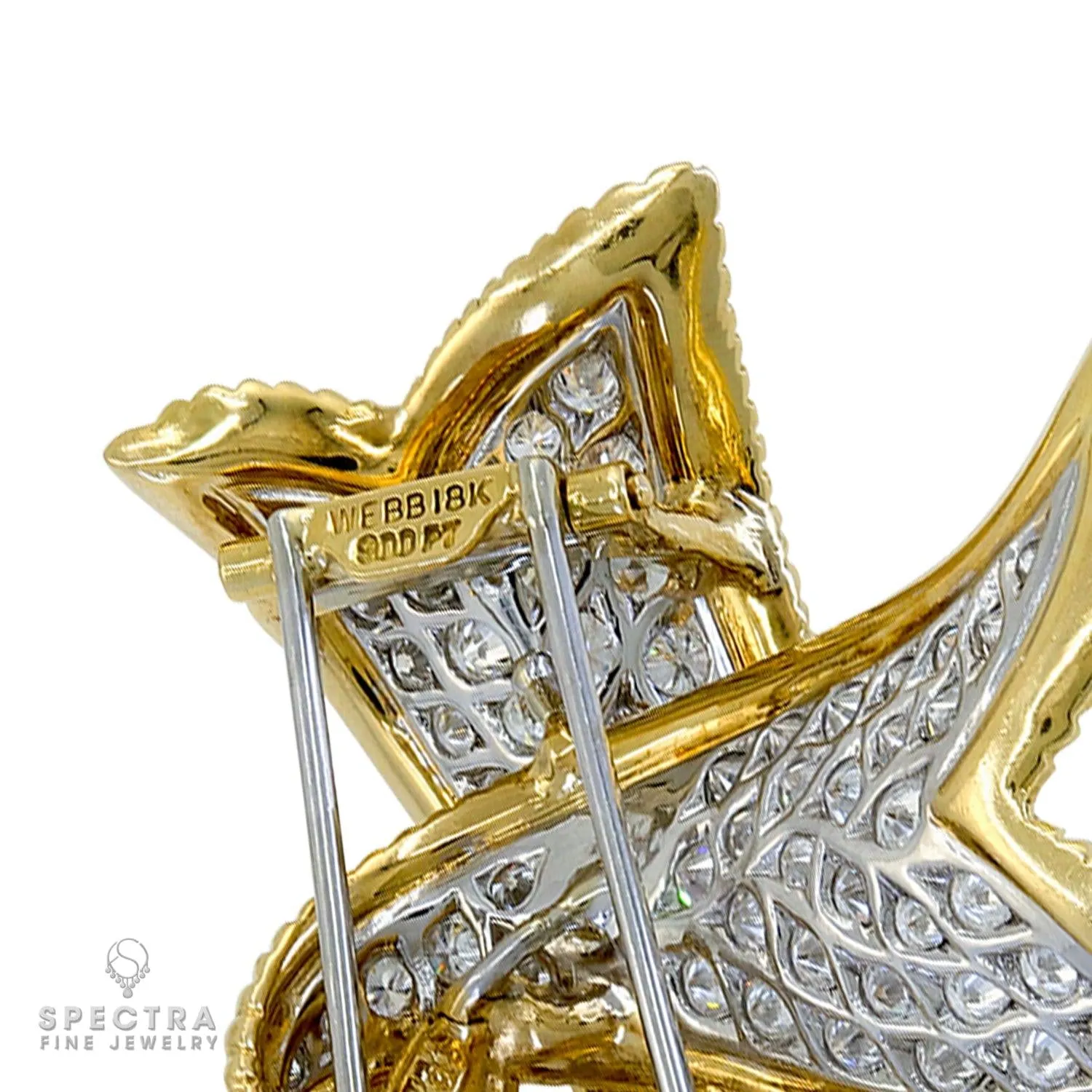 Dazzling David Webb Contemporary Diamond Ribbon Brooch with 10.67ct Round Diamon