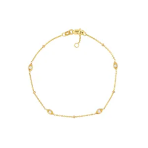 Diamond Marquise Bezels and Beads Bracelet