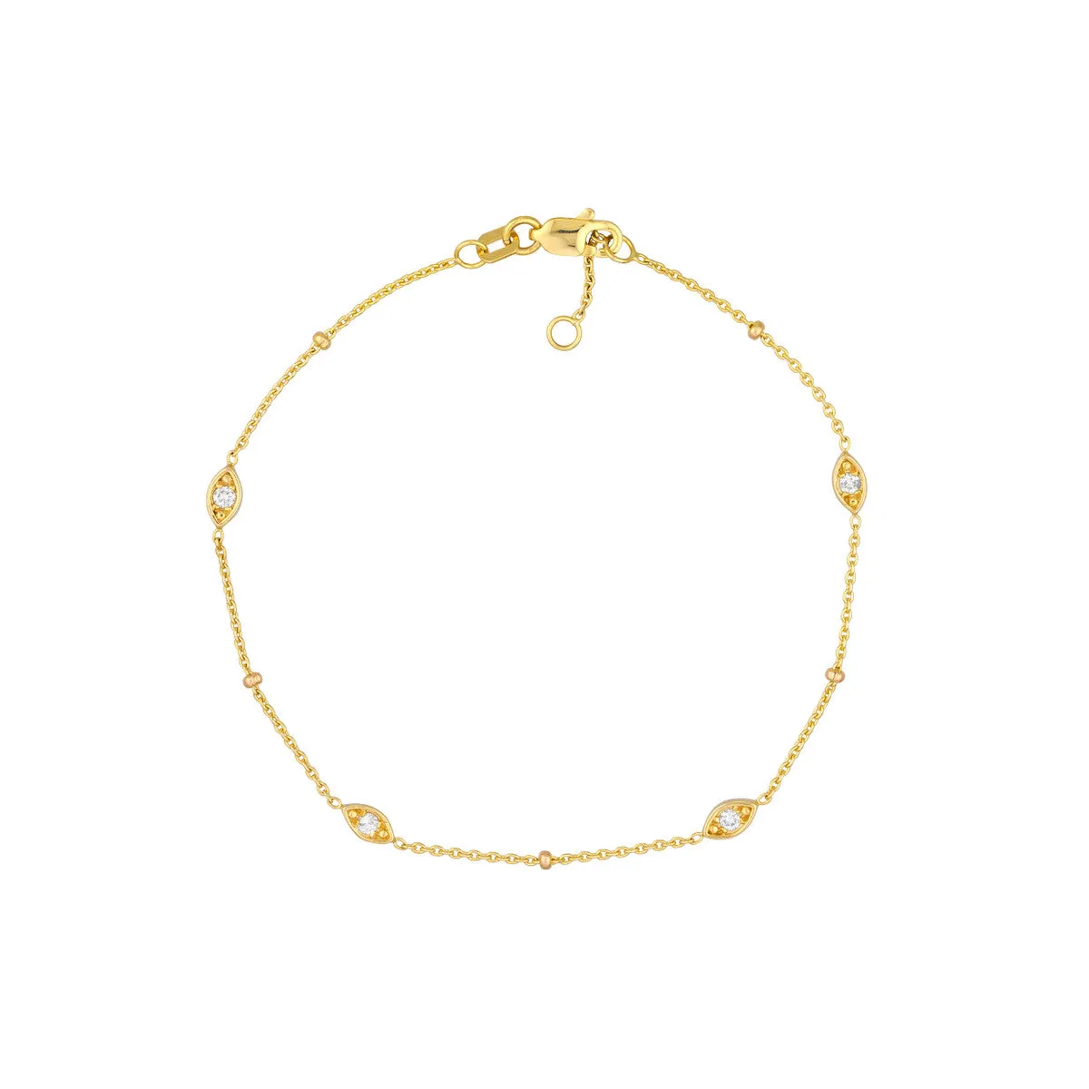 Diamond Marquise Bezels and Beads Bracelet