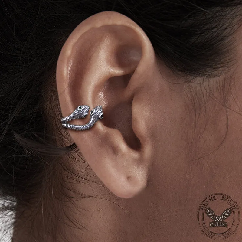 Double Snake Sterling Silver Ear Cuffs