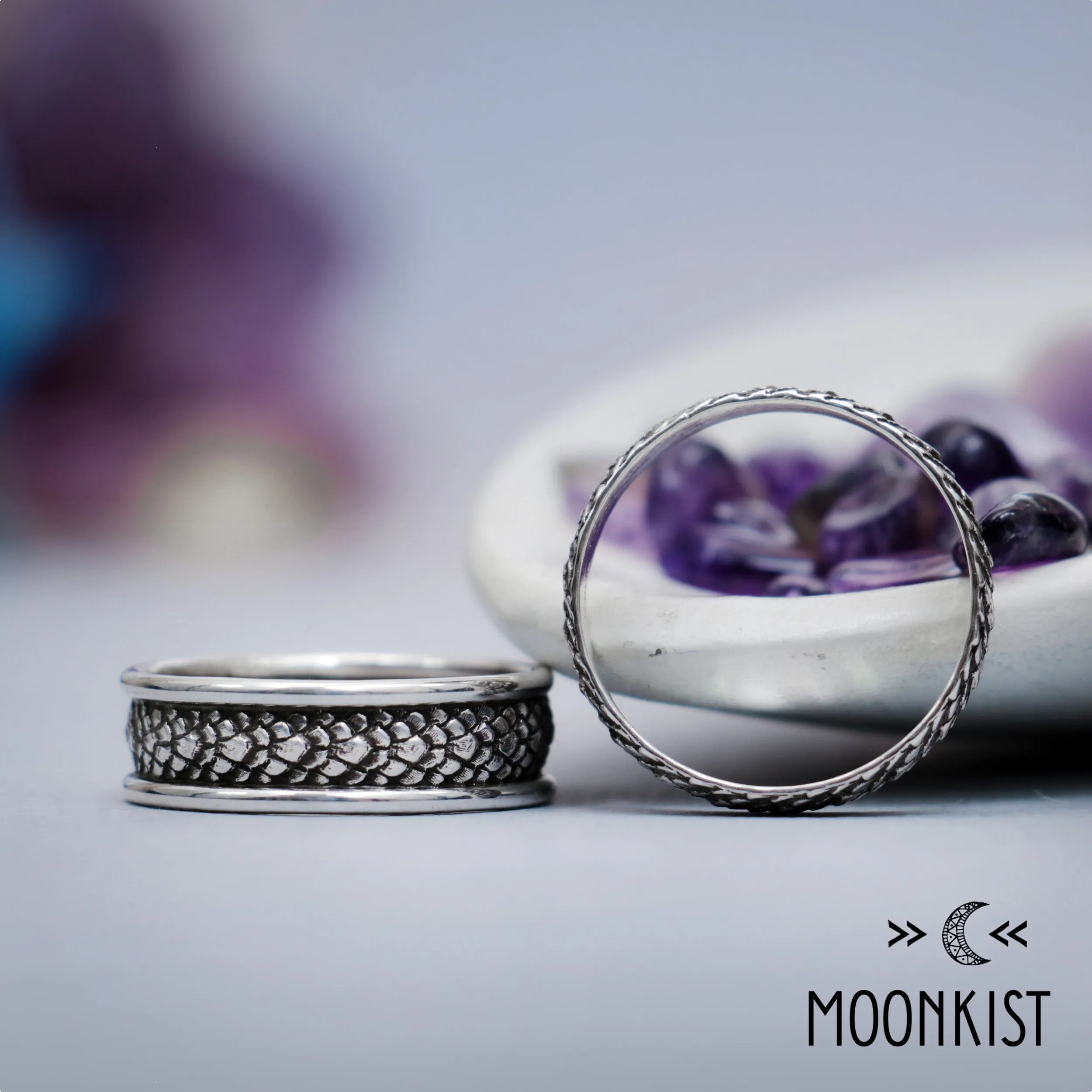 Dragon Wedding Band Set 925 Sterling Silver | Moonkist Designs