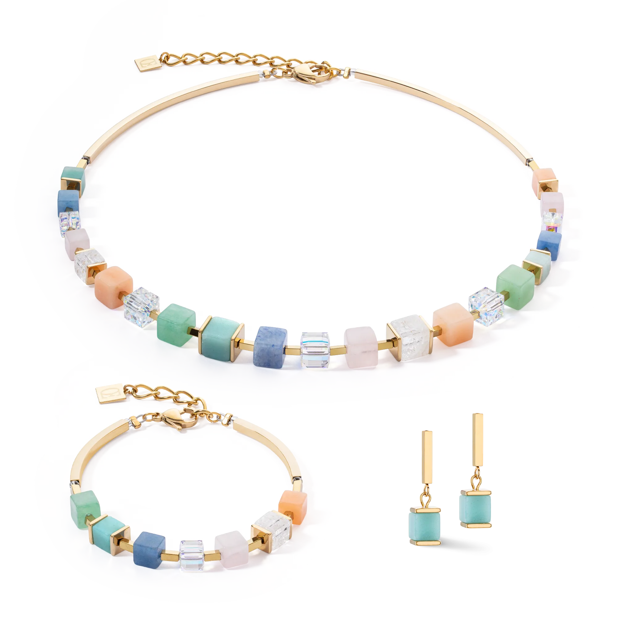 Earrings Precious Statement Cubes multicolour-gentle