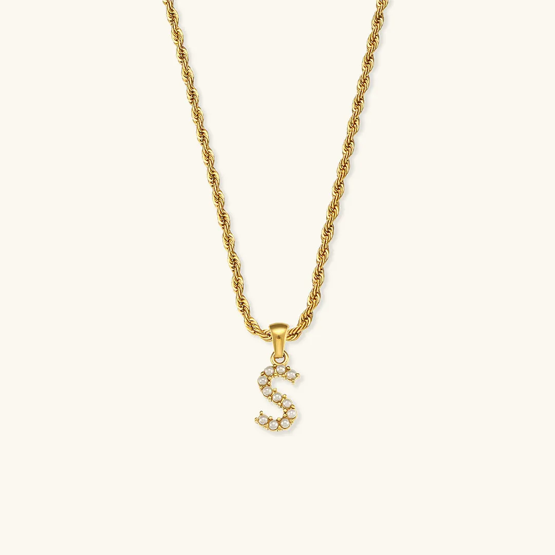 Elodie Initial Letter Pearl Necklace