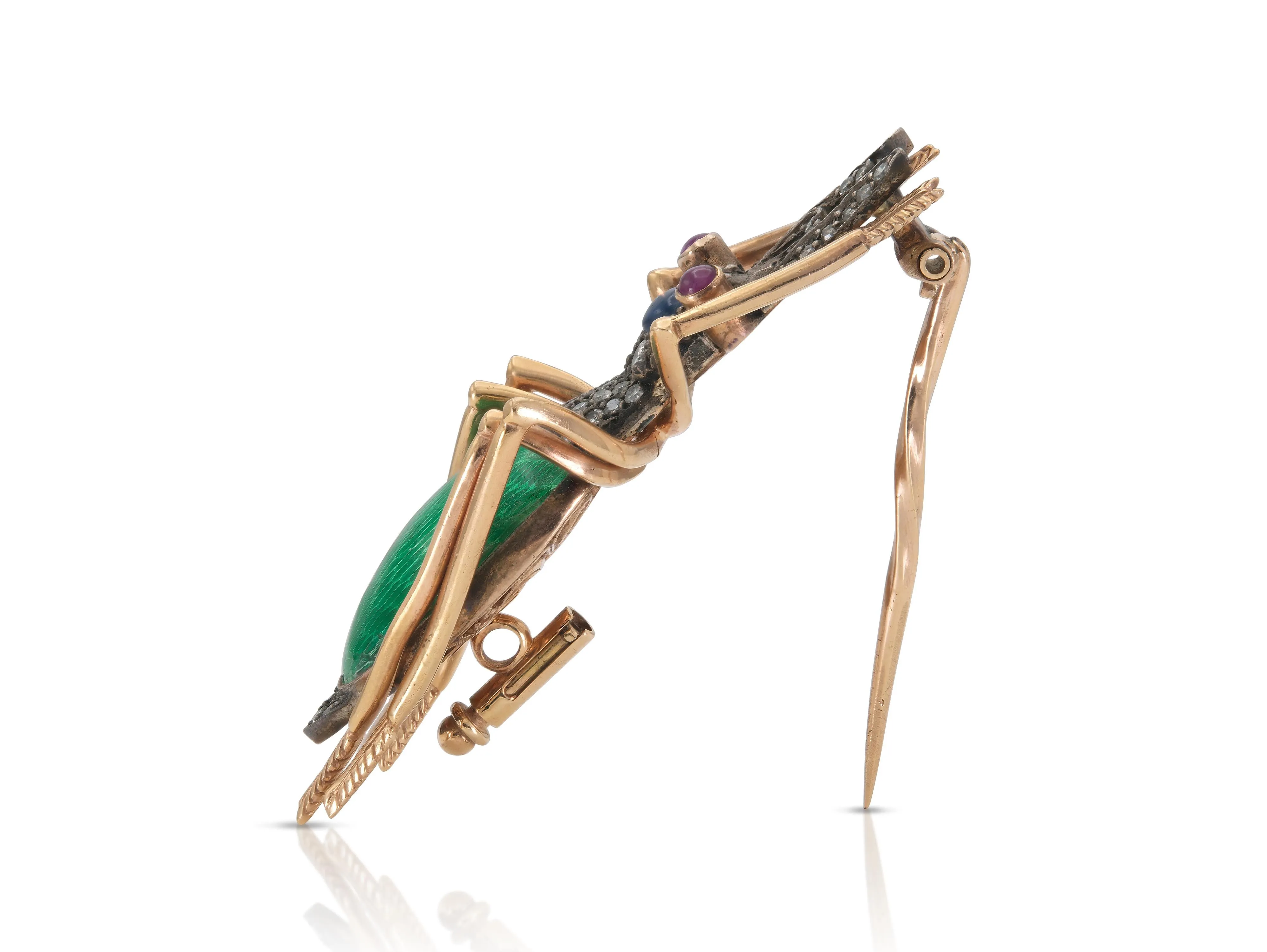 Enamel & Multi-Gem Beetle Brooch