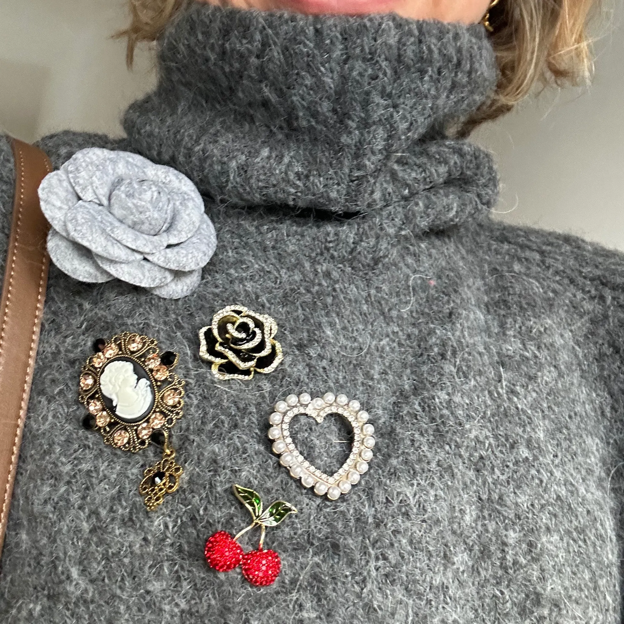 Enamel Camellia Brooch