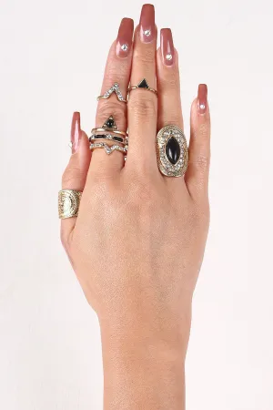 Etched Faux Stone Ring Set