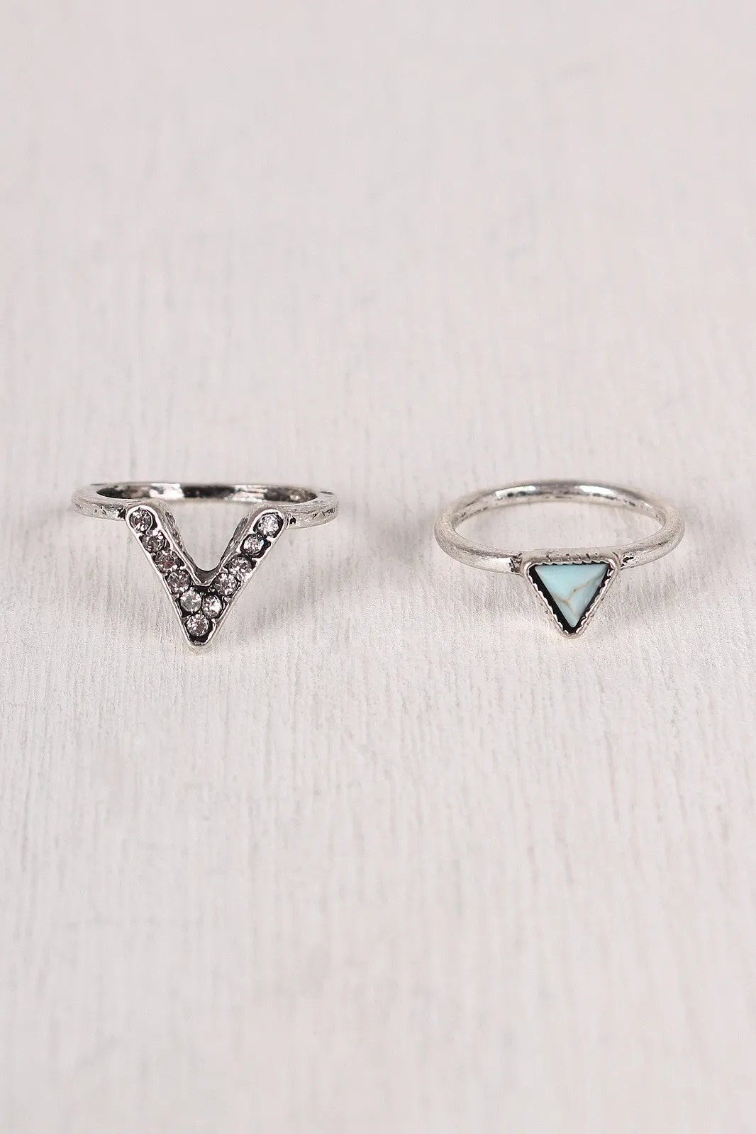 Etched Faux Stone Ring Set