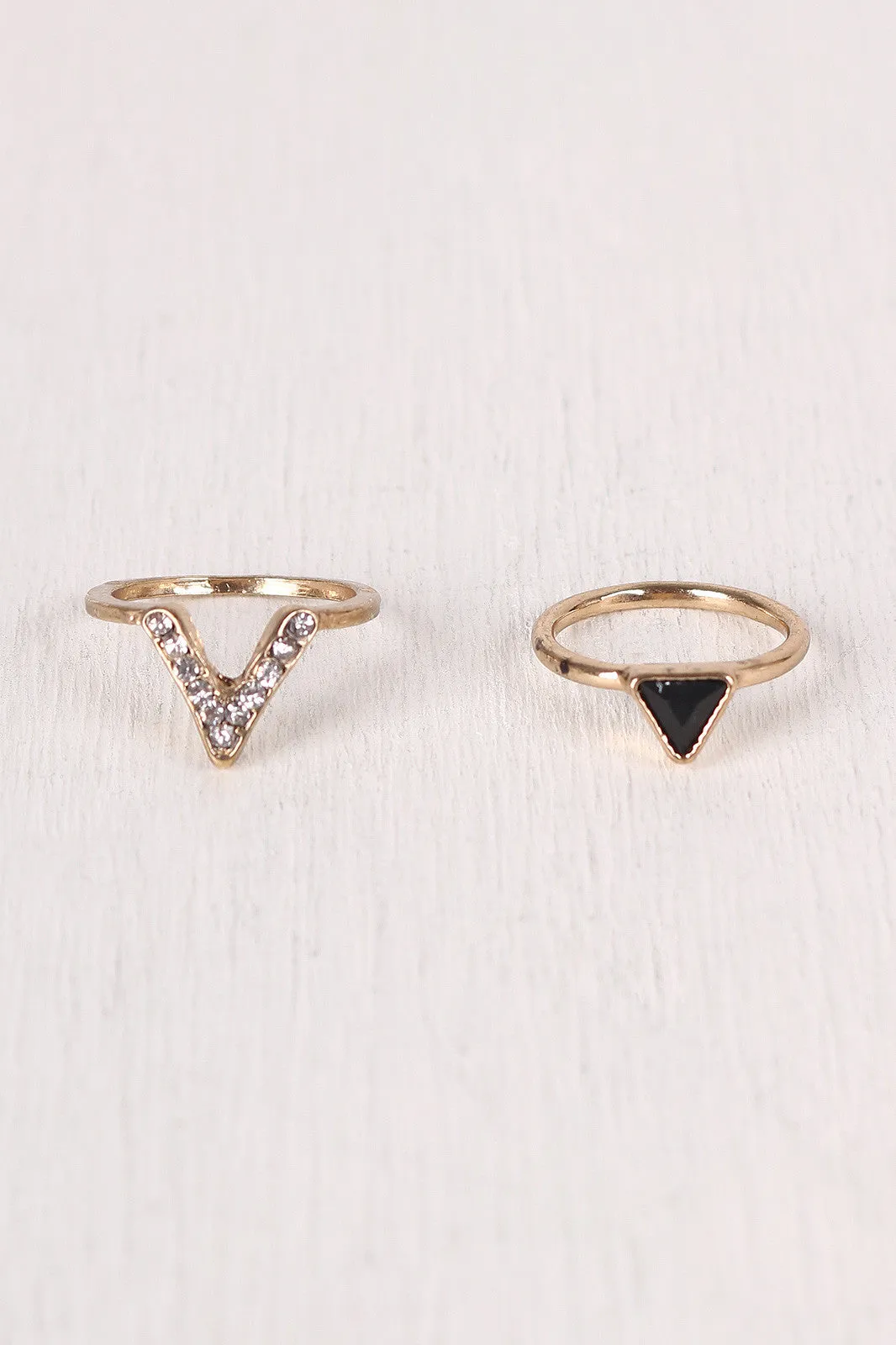 Etched Faux Stone Ring Set