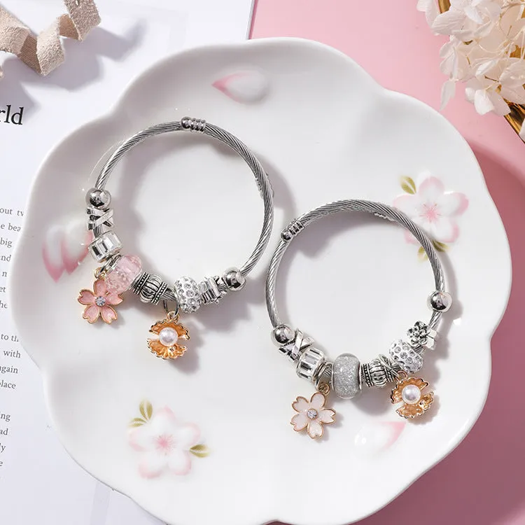 Ethnic Style,  Vintage Flower & Shell Beaded Bracelet