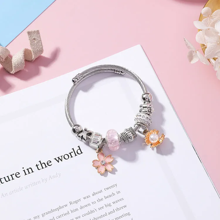Ethnic Style,  Vintage Flower & Shell Beaded Bracelet