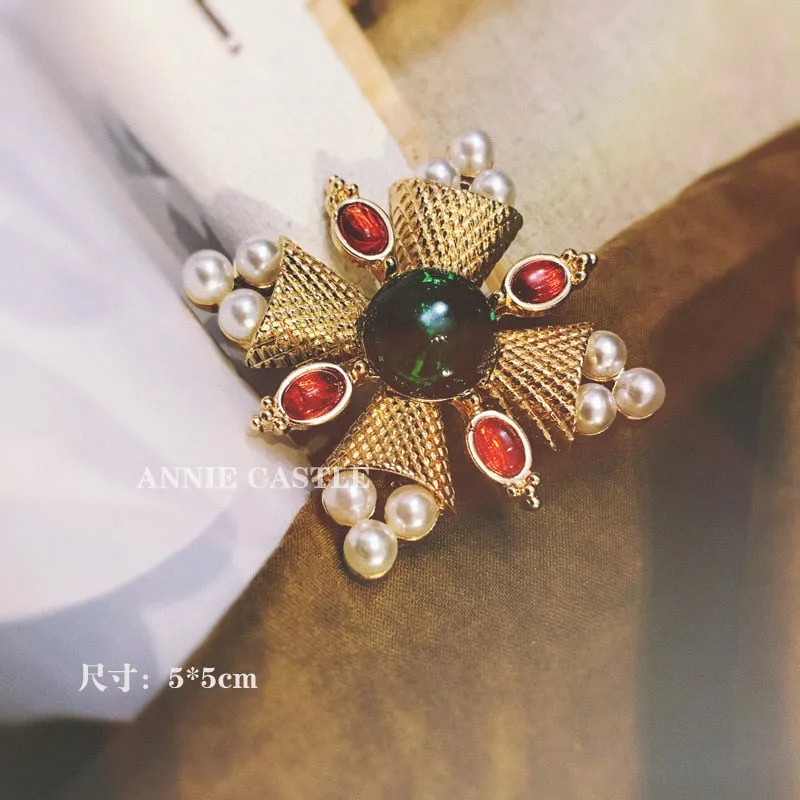 Exquisite Baroque French Retro Pearl Brooch Pin Badge Bag Brooches Jewelry For Women