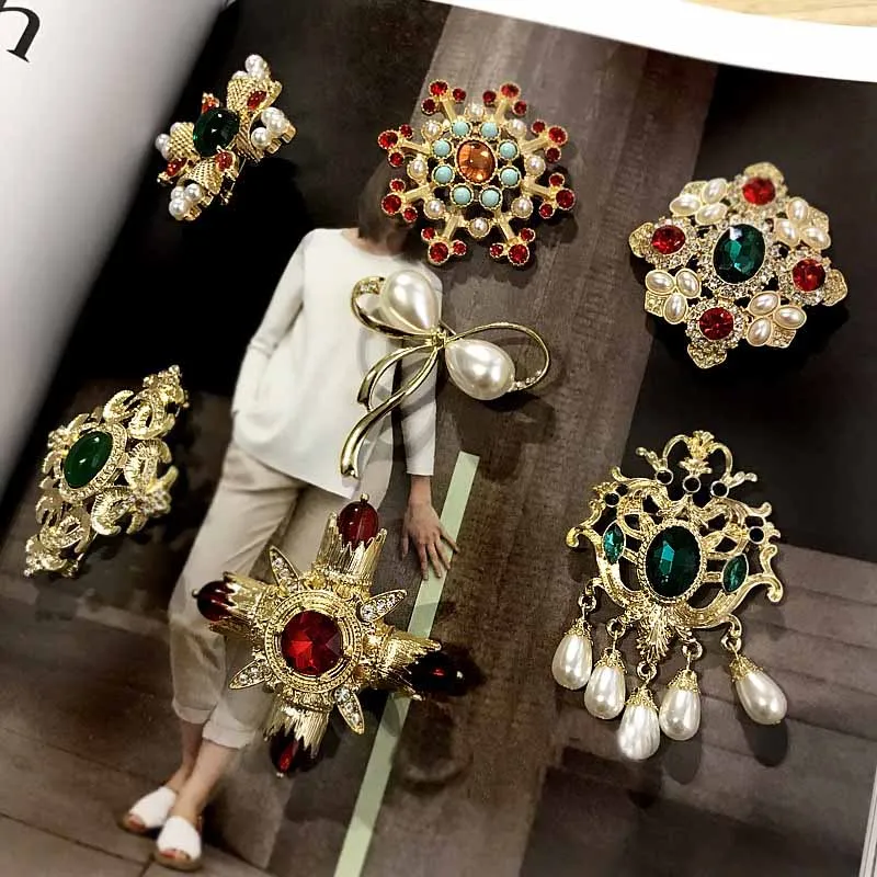 Exquisite Baroque French Retro Pearl Brooch Pin Badge Bag Brooches Jewelry For Women