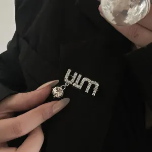Exquisite Luxury MIU Letters Inlaid Shiny Full Zircon Brooch