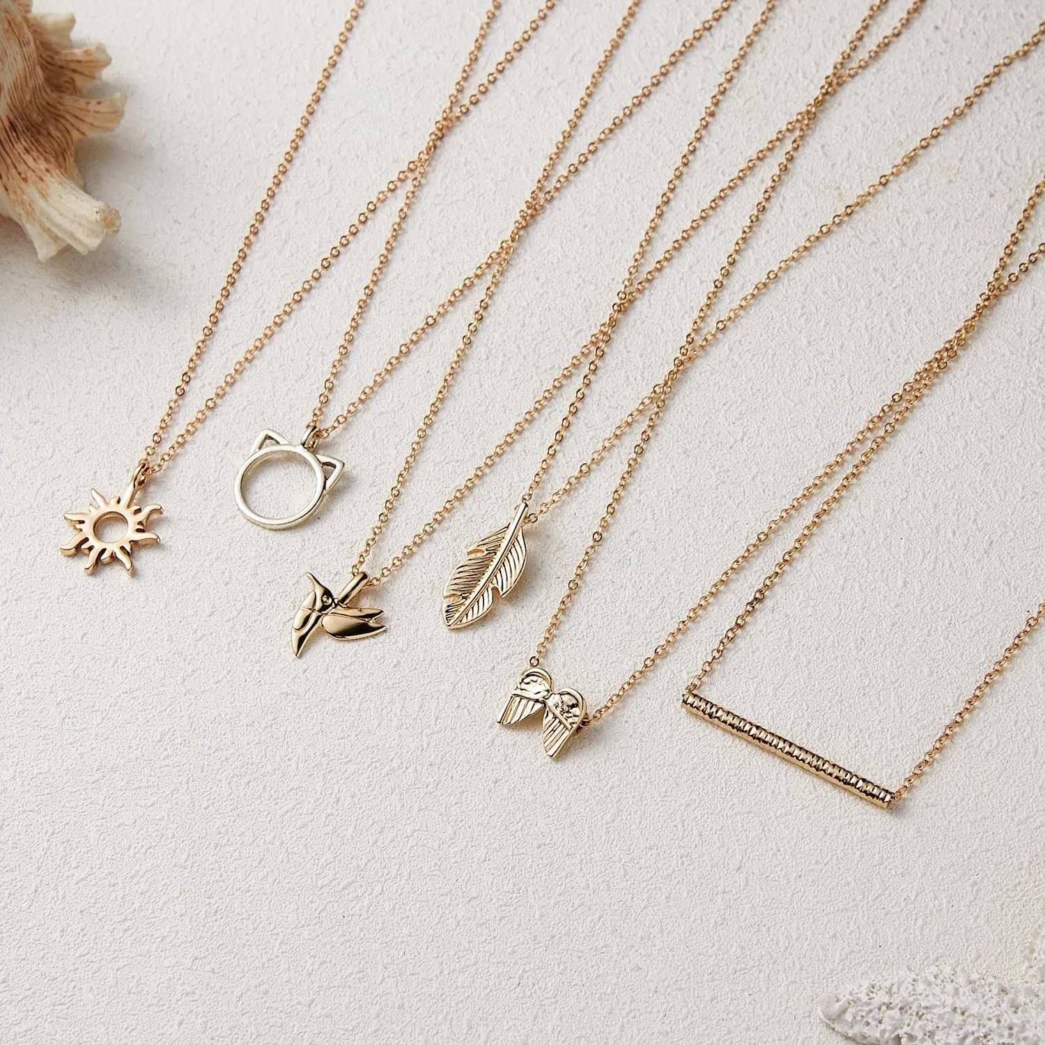 Fashion Gold-color Good Vibes Only Sun Necklaces & Pendants For Women Jewelry