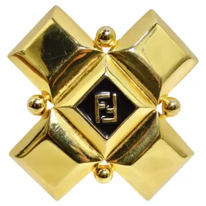 Fendi 1980s Gold Plated FF Small Brooch