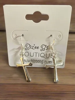 Flat Cross Earrings