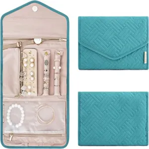 Foldable Jewelry Case Jewellery Pouch for Journey Organiser Travel-Blue