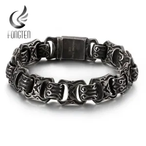 FONGTEN  Retro Style Punk Stainless Steel Bracelet for Men