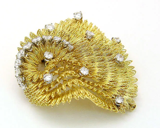 French Designer Diamond Sea Urchin Pin