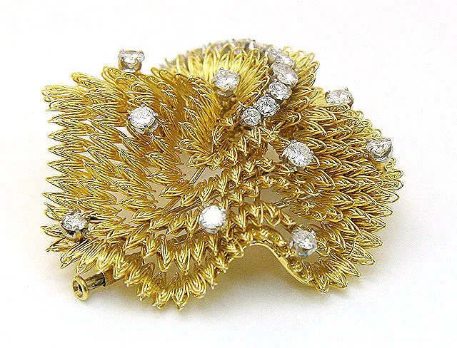 French Designer Diamond Sea Urchin Pin