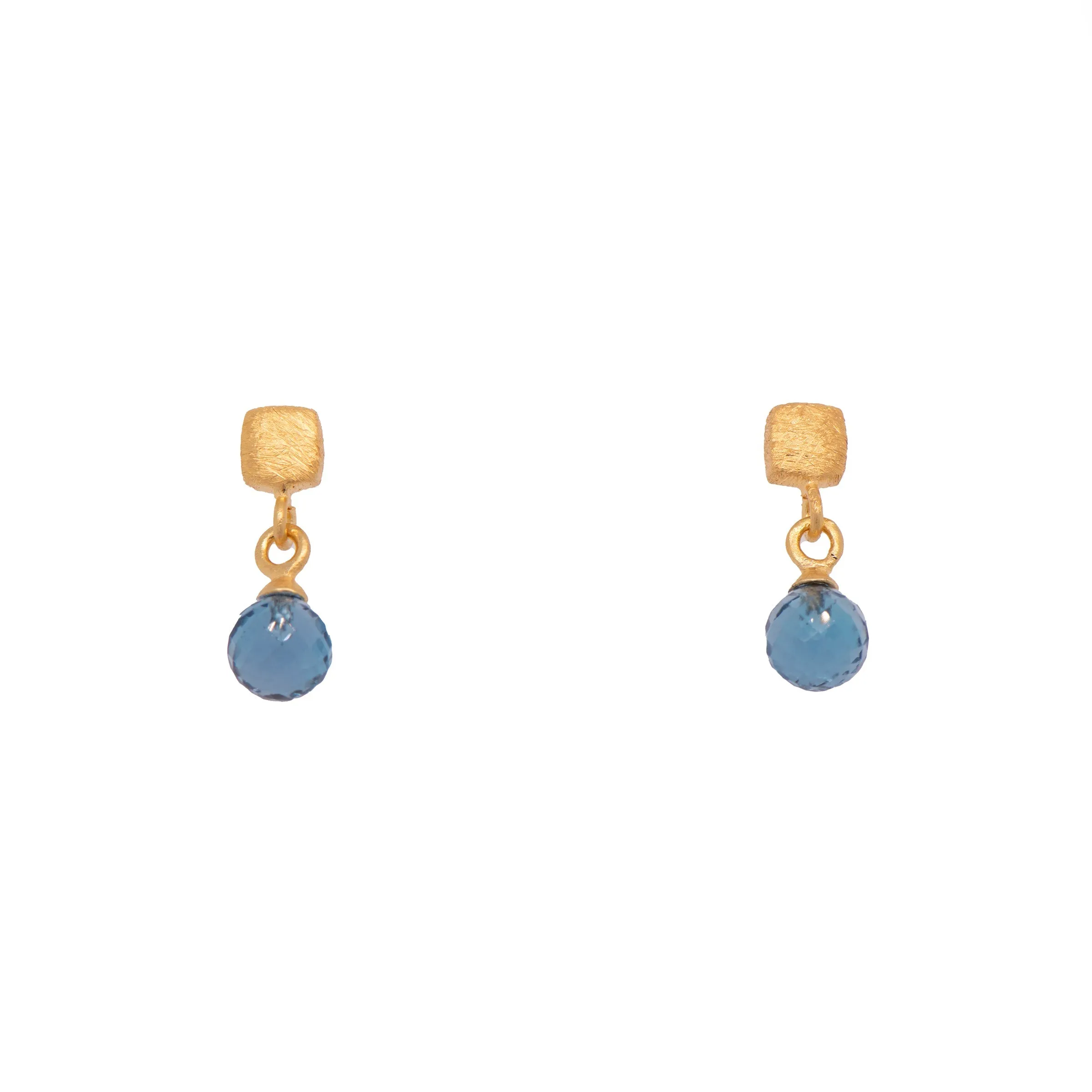Globe Drop Stone with Cube Post Earrings in 24K Fair Trade Gold Vermeil