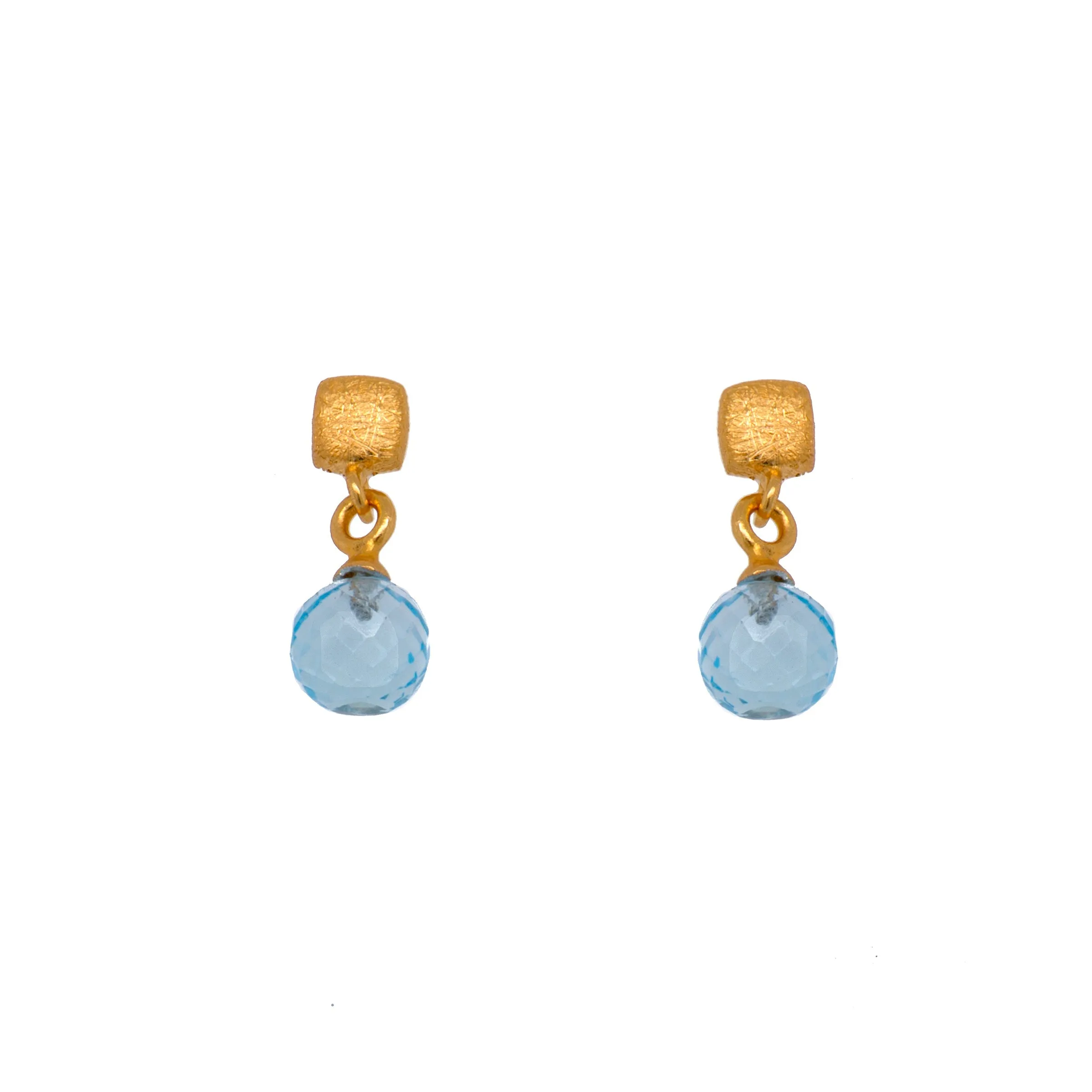 Globe Drop Stone with Cube Post Earrings in 24K Fair Trade Gold Vermeil
