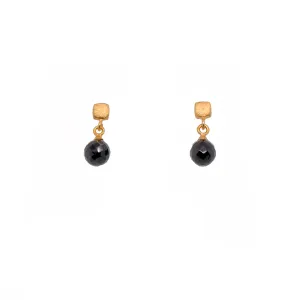 Globe Drop Stone with Cube Post Earrings in 24K Fair Trade Gold Vermeil