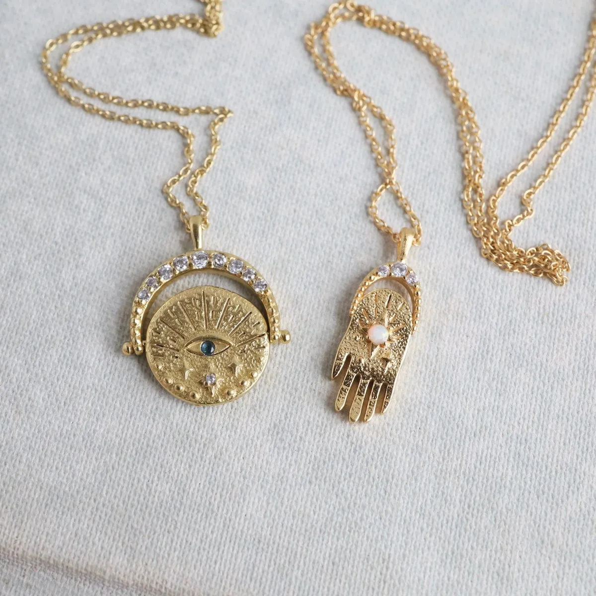 Gold Coin Evil Eye Necklace