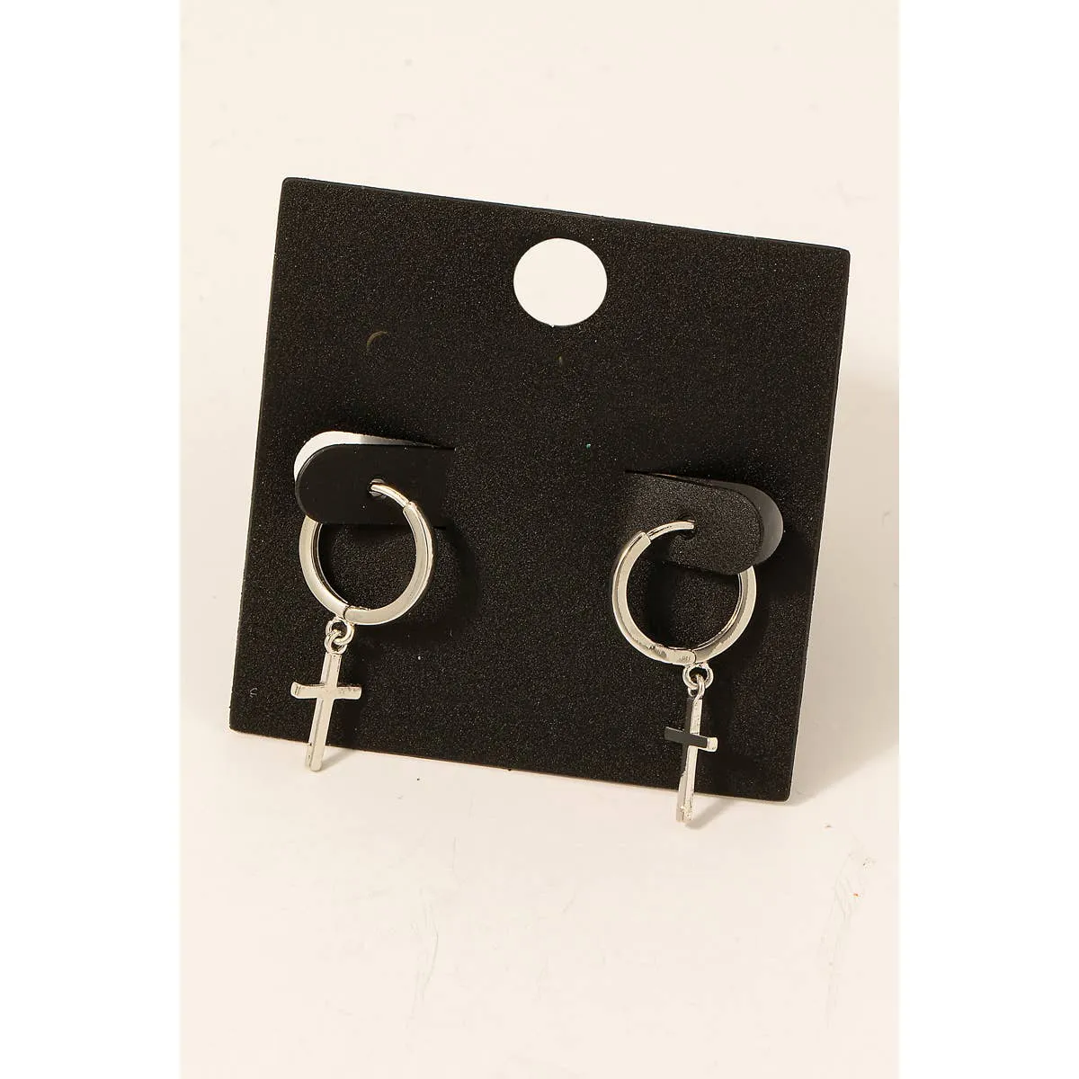 Gold Dipped Cross Charm Hoop Earrings/Stuffology Boutique