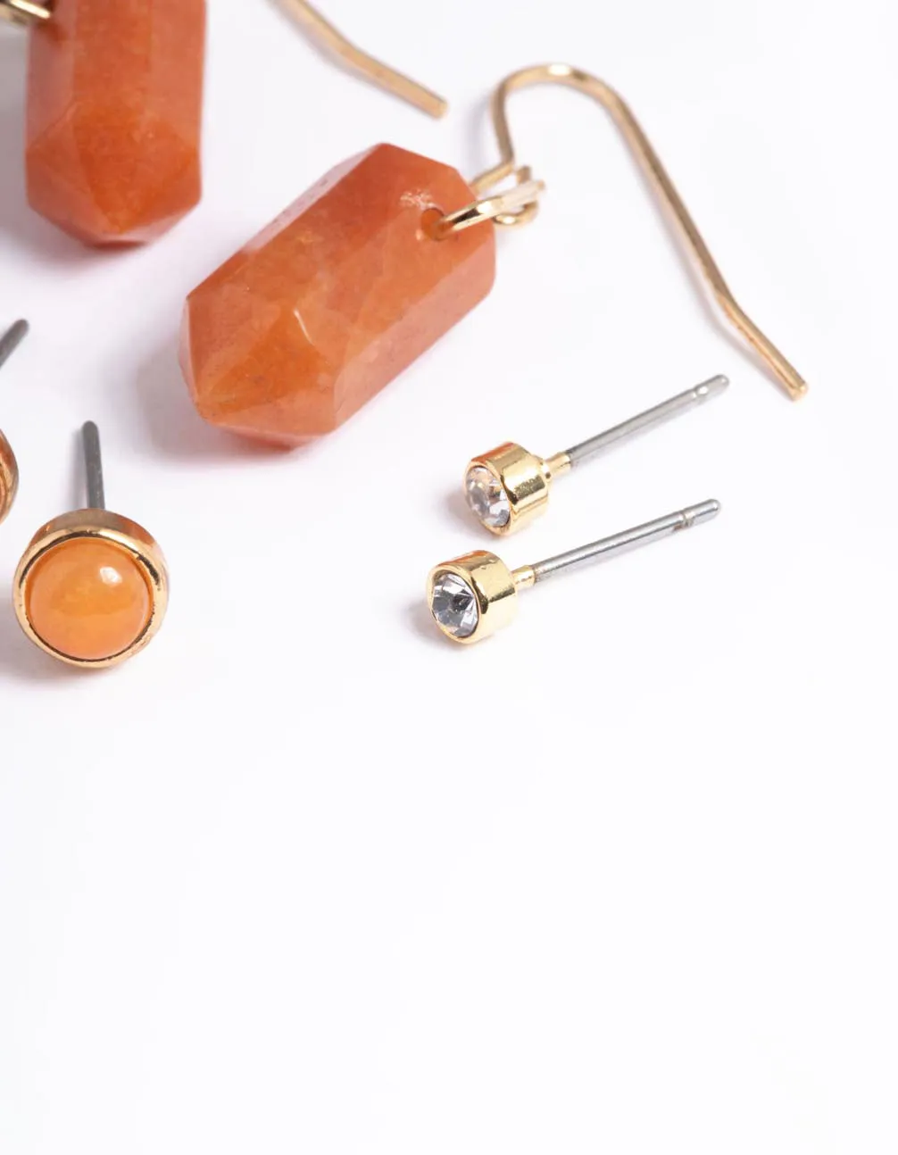 Gold Orange Shard Stack Earrings