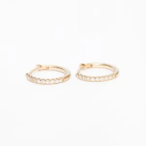 Gold Pave Diamond Huggie Hoops