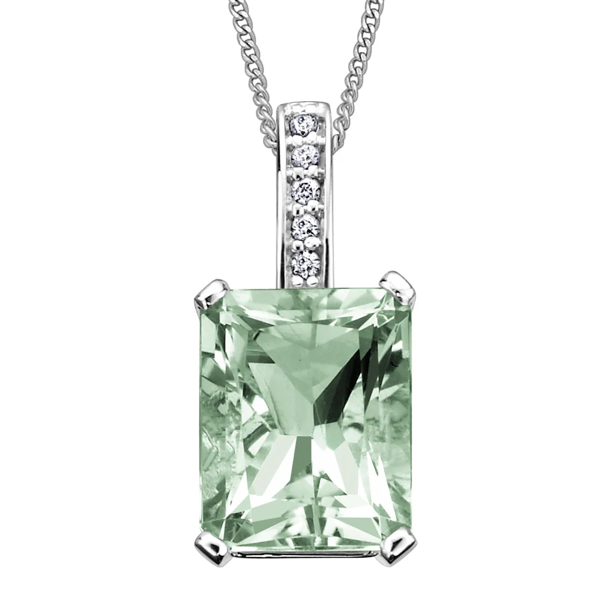 Green Amethyst and Diamond Pendant