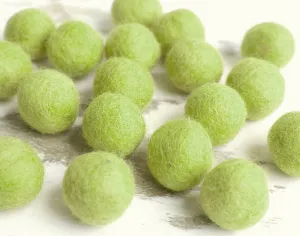 Green Felt Balls 2cm x20 Wool Pom Poms. Craft Supplies. Kids Decor Craft.