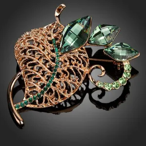 Green Plant Shape Leaves Pin Brooch