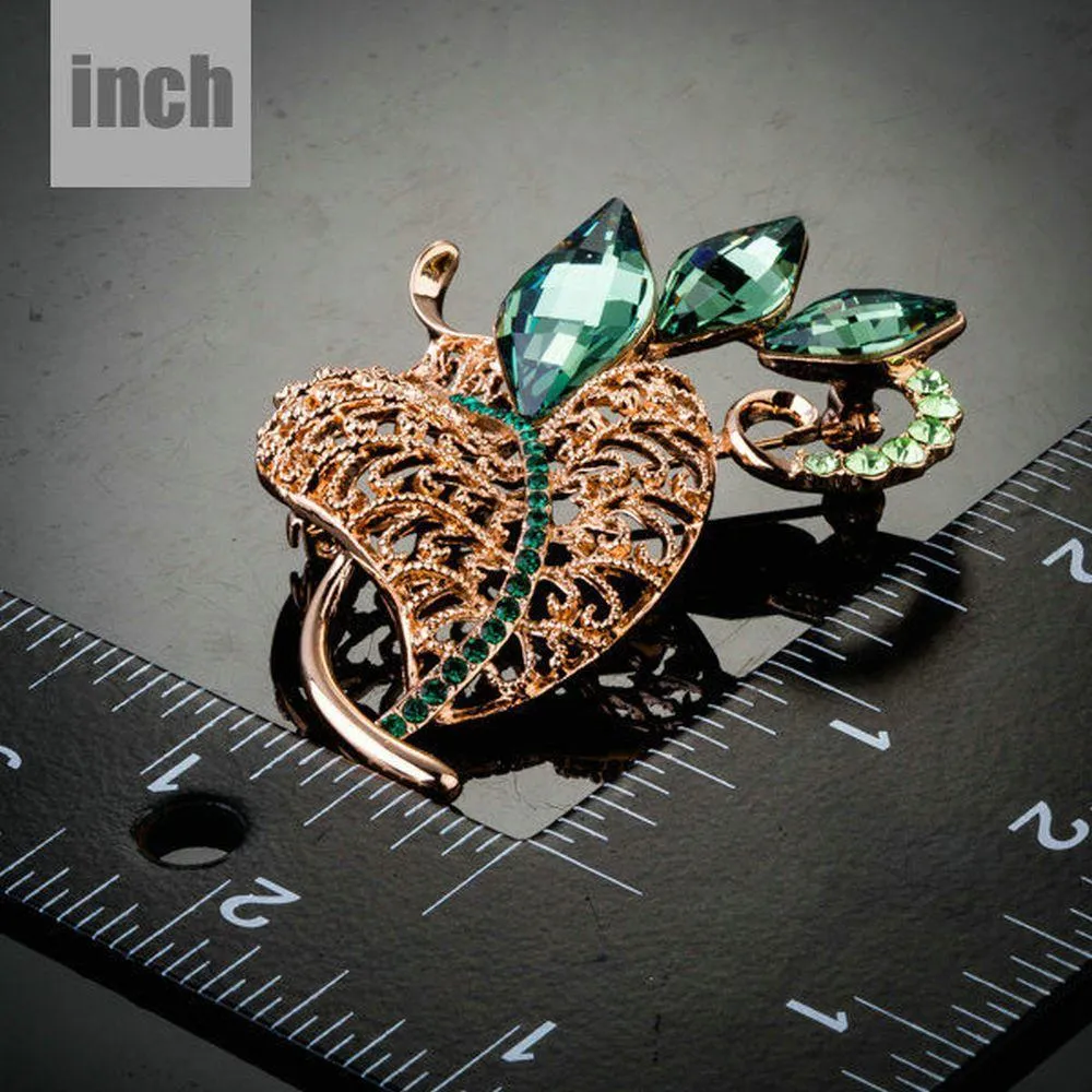Green Plant Shape Leaves Pin Brooch