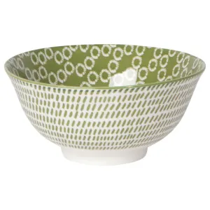 Green Rings Stamped Bowl - 6"