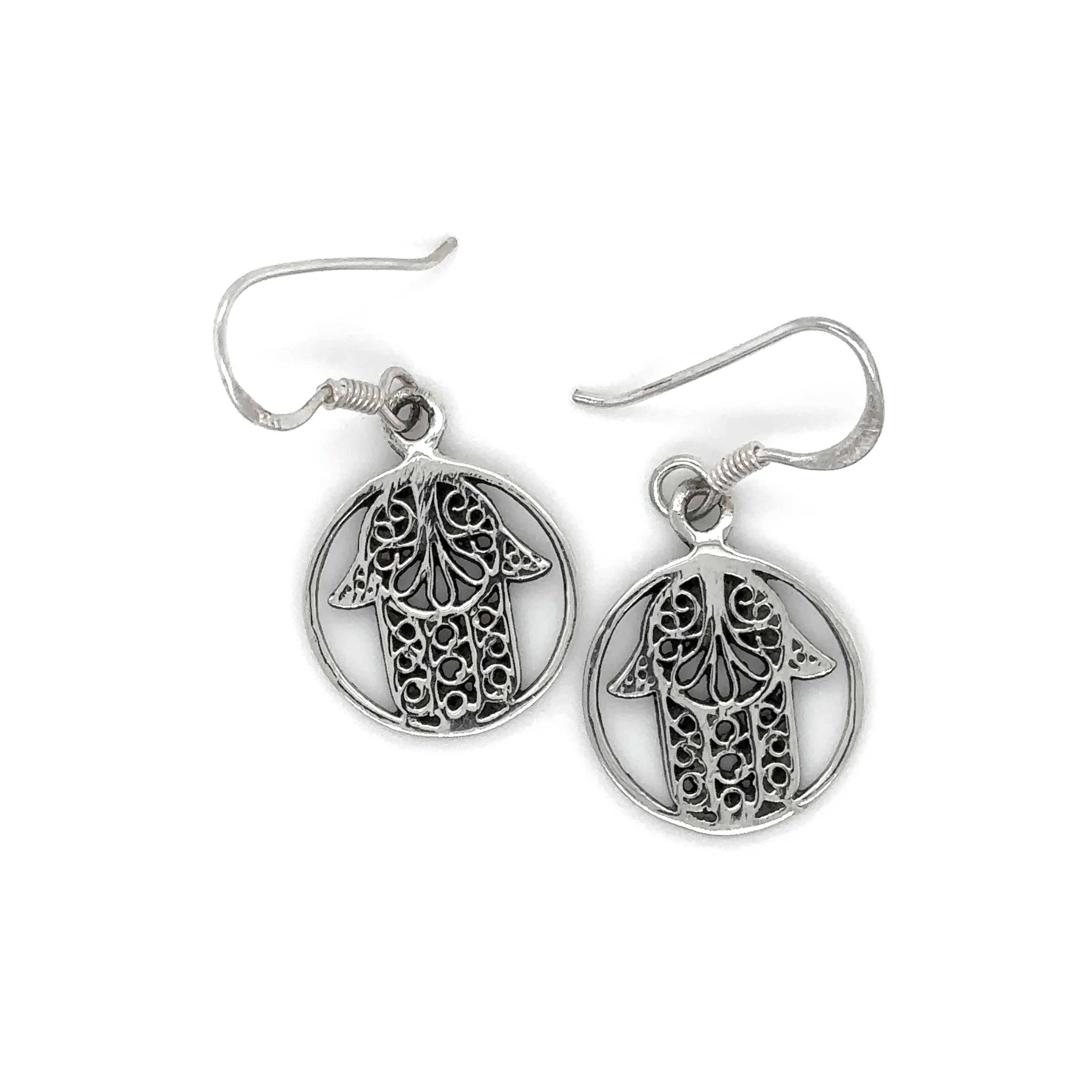 Hamsa Hand In Open Circle Earrings