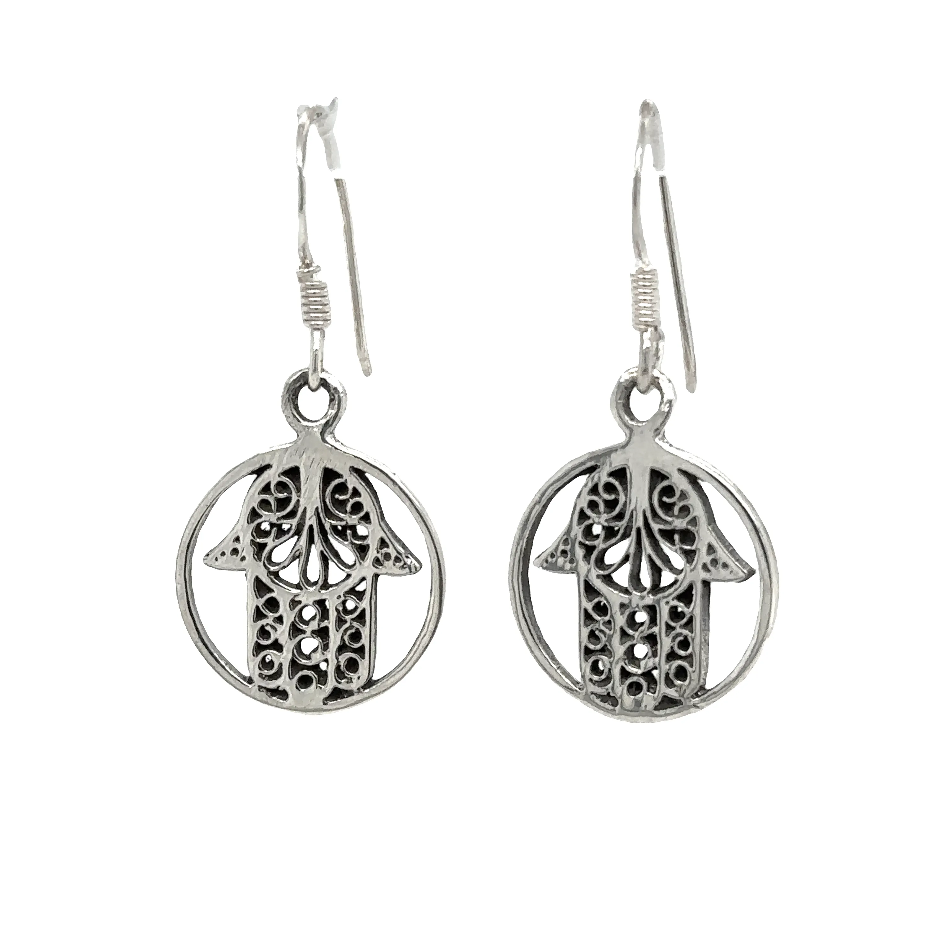 Hamsa Hand In Open Circle Earrings