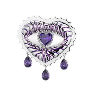 Heart Crystal Eye Sun Embossed Brooches Or pendants Two Usages